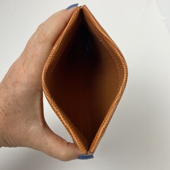 POUCH Wallet Card Holder Make Bag Vegan Tan Leather - Picture 5 of 6